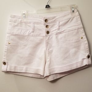 High waisted white jean shorts